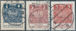 POLONIA-POLAND-POLSKA,Revenue Stamps,1-2-5 ZLOTTOR, Obliterated - Fiscaux