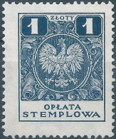 POLONIA-POLAND-POLSKA,Revenue Stamp Tax Fiscal , 1 ZLOTY ,Mint - Steuermarken