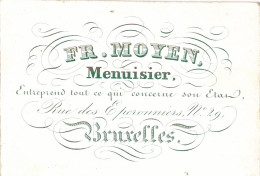 BRUXELLES PORSELEIN KAART 9.5X6.5CM - FR.MOYEN MENUISIER - RUE DES EPERONNIERS N° 29 BRUXELLES - Petits Métiers