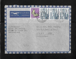 1953 LUFTPOST   ►Brief Von Flims Waldhaus (Hotel Bellavista) Nach Cebu City Philippinen ►Mischfr. Linke Marke Defekt◄ - Sonstige & Ohne Zuordnung