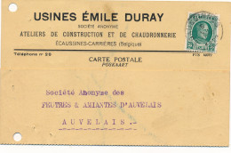 ECAUSSINES CARRIERES - CARTE DE COMMERCE - USINES EMILE DURAY S.A. ATELIERS DE CONSTRUCTION ET DE CHAUDRONNE     2 SCANS - Ecaussinnes