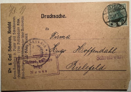 RHEINLAND BESETZUNG"CENSURE MILITAIRE BELGE NEUSS"Germania CREFELD1919>Bielefeld (Belgique Occupation Rhénanie Belgien - Cartas & Documentos