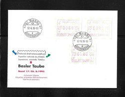 1995 NATIONALE BRIEFMARKENAUSSTELLUNG BASLER TAUBE    ► ATM - Sonderausgabe FDC Brief Mit Kompl.Satz - Automatenmarken