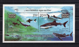 India Block 2v 2009 Marine Life - Whale Shark Dolphin Dauphin MNH - Unused Stamps