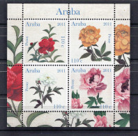 Aruba Block 4v 2011 Flowers Flora Peony Peonies MNH - Curaçao, Nederlandse Antillen, Aruba