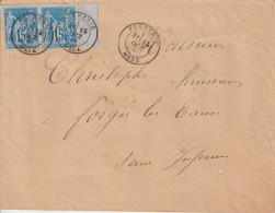 France Lettre 1880 De Formerie (Oise)  Pour Forges (76) Avec Paire 90 Bleu Sur Bleu - 1877-1920: Semi Modern Period