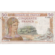 France, 50 Francs, Cérès, 1935, P.1689, TB+, Fayette:17.9, KM:81 - 50 F 1934-1940 ''Cérès''