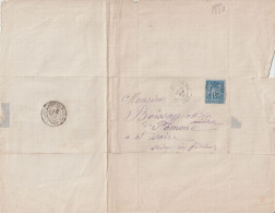 France Lettre 1880 De La Neuville En Hez (Oise)  Pour (76) - 1877-1920: Période Semi Moderne