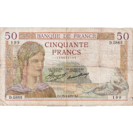 France, 50 Francs, Cérès, 1937, D.5865, TB+, Fayette:17.36, KM:81 - 50 F 1934-1940 ''Cérès''