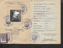 AUTRICHE MILITARIA CARTE D IDENTITÉ SUR TIMBRE FISCAUX DIVERS CACHETS DE WIN VIENNE 1948 DE WALTER HERRMANN : - Police & Gendarmerie