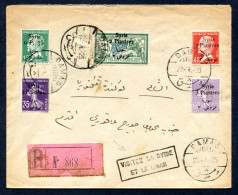 RC 26107 SYRIE 1925 DAMAS + GRIFFE " VISITEZ LA SYRIE ET LA LIBAN " SEMEUSE PASTEUR MERSON SUR LETTRE RECOMMANDÉE - Briefe U. Dokumente