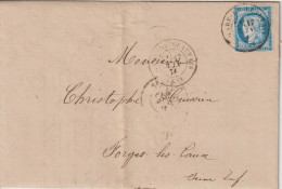 France Lettre 1876 Oblit Gare De Beauvais (Oise) Pour Forges (76) - 1849-1876: Klassik