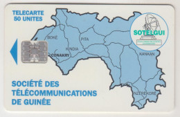 GUINEA - Map Of Guinea ,CN: Red Control Number At Bottom Right: C611xxxxx, 50 U, Used - Guinea