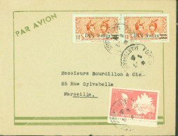 Martinique Lettre Par Avion YT N°211 3Fr + 224 X2 65c Surchargés Dix Francs CAD Fort De France 8 2 1946 Pour Marseille - Aéreo