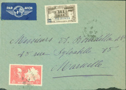 Martinique Lettre Par Avion YT N°211 3Fr + 225 3F Surchargé Vingt Frs CAD Fort De France 5 2 1946 Pour Marseille - Luftpost