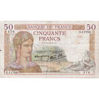 France, 50 Francs, Cérès, 1939, S.11754, TB+, Fayette:18.36, KM:85b - 50 F 1934-1940 ''Cérès''