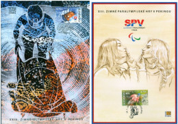 Slovakia - 2022 - Olympic And Paralympic Winter Games In Beijing 2022 - Year Of Tiger - Commemorative Sheets Set - Briefe U. Dokumente