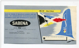 Billet Ticket De Passage / Bagages émis Par La Compagnie Aérienne Sabena 1967-1962 - Belgian Airlines - Aviation - Avion - Europa