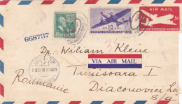 ANDREW GARFIELD, PLANE STAMPS ON AIRMAIL REGISTERED COVER STATIONERY, ENTIER POSTAL, 1948, USA - 1941-60