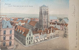 Veurne De Oostkant Van De Markt En De St Niklaastoren Ingekleurd - Veurne