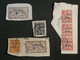 DD19 CHINA BUREAUX FRANCAIS  .  LOT  SUR FRAGMENTS   LETTRE  ENV. 1910 +BANDE DE TP  +AFFRANCH. INTERESSANT+++ - Gebraucht