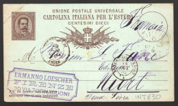 FIRENZE - 1888 - CARTOLINA COMMERCIALE INTESTATA ERMANNO LOESCHER CON FIRMA AUTOGRAFA (INT630) - Historical Figures