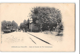 CPA 95 Nesles La Vallée La Gare Train Tramway - Nesles-la-Vallée