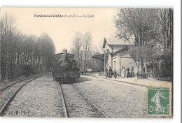 CPA 95 Nesles La Vallée La Gare Train Tramway - Nesles-la-Vallée