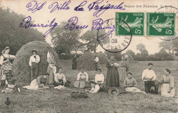 Métier - Le Repos Des Faneurs - Animé - Enafnts- Oblitéré 1908 - Carte Postale Ancienne - Farmers