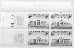 1966 Bloc De 4 Coin Numéroté ECOLE De L Air Neuf **N°1463 - 1960-1969