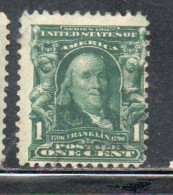 USA STATI UNITI 1902 1903 PRESIDENT BENJAMIN FRANKLIN PRESIDENTE 1c MH - Ungebraucht