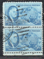 USA STATI UNITI 1945 FRANKLIN D. ROOSEVELT ISSUE GLOBE AND FOUR FREEDOMS CENT. 5c USED USATO OBLITERE' - Usados