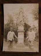 Photo 1914's Soldat Devant Statue De La Vierge Tacot Tirage Albumen Albuminé Print Vintage - War, Military