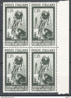 Italia Repubblica 1951 Ciclismo Sass.669 Quartina **/MNH VF/F - 1946-60: Mint/hinged