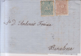 Año 1875 Edifil 153-154-153 Y 12 Recibo Carta  Madrid A Barcelona Membrete F.Tutau - Lettres & Documents
