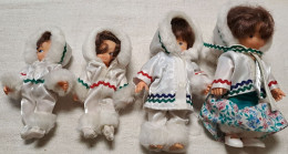 FAMILLE 4 POUPEES INUITS ESQUIMAUDS + 1 BEBE ESKIMO 1 Adulte 3 Jeunes Filles Hauteur 16 Cm 14 Cm - Dolls