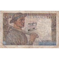 France, 10 Francs, Mineur, 1947, N.134, TB+, Fayette:8.17, KM:99e - 10 F 1941-1949 ''Mineur''