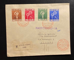 Vatikan 1957 Hl. Domenicus Mi. 266 - 269 Auf R-Brief  FDC Stempel Rot Gelaufen - Cartas & Documentos