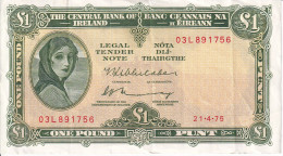 BILLETE DE IRLANDA DE 1 POUND DEL AÑO 1975 (BANKNOTE) - Irlanda