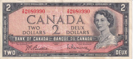 BILLETE DE CANADA DE 2 DOLLARS DEL AÑO 1954 EN CALIDAD EBC (XF) (BANKNOTE) - Kanada