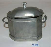 C232 Très Ancien Pot à Condiment En étain - Cuisine Debut XX - Etains