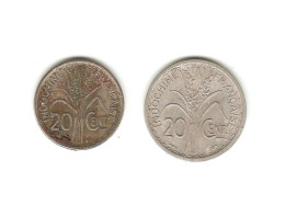 71/ Colonie Française : Indochine : 20 Cents 1941 S - 20 Cents 1945 C - French Indochina