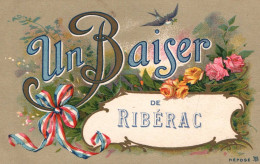 Ribérac - Souvenir Et Un Baiser De La Commune - Fleurs Flowers Rose - Riberac