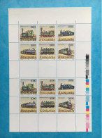 Yugoslavia PROOFS Mi.2548/53 (MH5) Pair Of Booklets On Uncut Sheet MNH / ** 1992 Trains Locomotives - Geschnittene, Druckproben Und Abarten