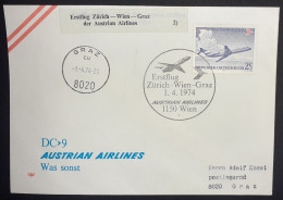 1er Vol Zürich - Vienne - Graz - LIXE  - Cachet Recto - First Flight Covers