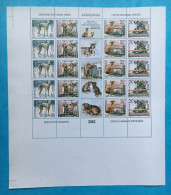 Yugoslavia PROOFS Mi.3103/06 Uncut Sheet With Labels MNH / ** 2003 Dogs - Ongetande, Proeven & Plaatfouten