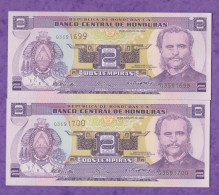 Honduras 2 X 2 Lempiras 2004 N° Consécutifs  Neuf, Unc - Honduras