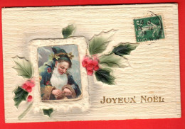 EBM-36 RARE Joyeux Noël.  Oiseaux, Houx. Art Nouveau. Jugendstil. Circulé Sous Enveloppe. RELIEF ! - Santa Claus