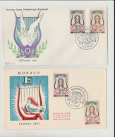 1963 N. 2 BUSTE EUROPA CEPT PREMIER JOUR D'EMISSION FIRST DAY COVER ERSTTAGSBRIEF 1°GIORNO EMIS. MONACO - 1963