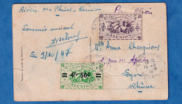 CPA - île De La Réunion - 1947 - Timbre France Libre 4 Fr 50 C - Route De CILAOS - écrite De Risière Des Pluies - Cartas & Documentos